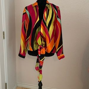 Spenser Jeremy vintage 70’s retro silk waist tie top